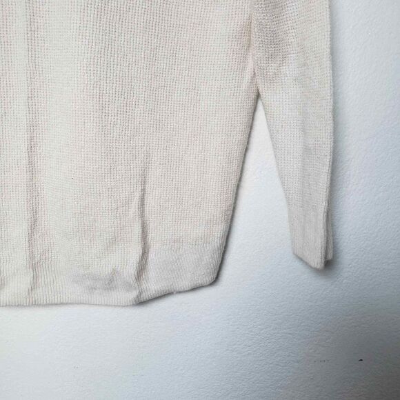 Madewell Asherton Waffle Henley Wool Blend Oversized Sweater Antique Cream XS - Picture 3 of 10